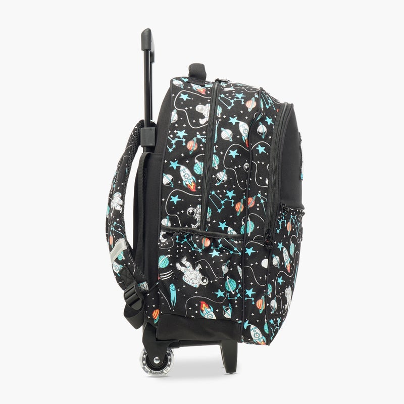 Skylar Trolley Bag-Astronut Glow In The Dark-Wheels With Led Lights -2 Cmprt- (Polyester) Black \ 27X14X21 - Image 5